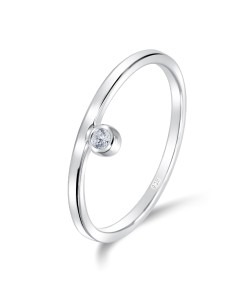 Simple Designed CZ Stone Silver Ring NSR-4026